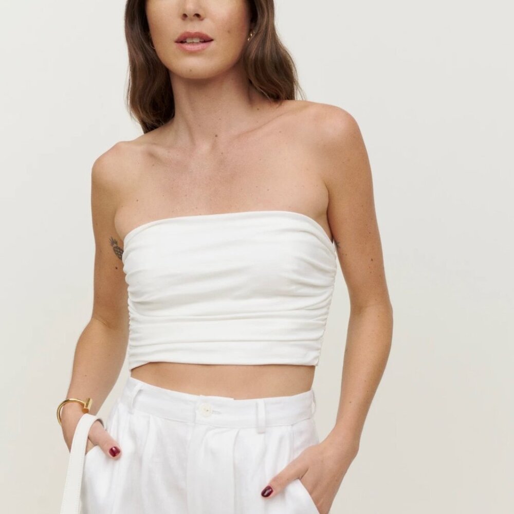 reformation arella top in white | bandeau tube top | size 6 / small